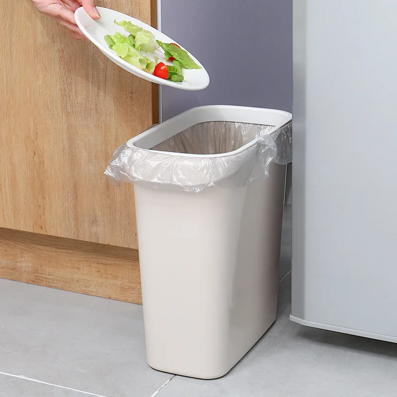 

Kitchen Bathroom Gap Trash Can Household Lidless Plastic Press Ring Rectangular Bin