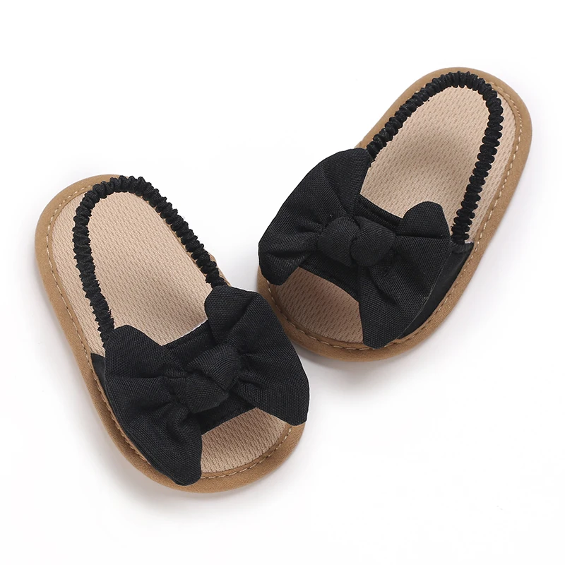 Casual Cute Bowknot Solid Color Sandals For Baby Girls  Breathable Lightweight Walking Shoes For Spring And Summer