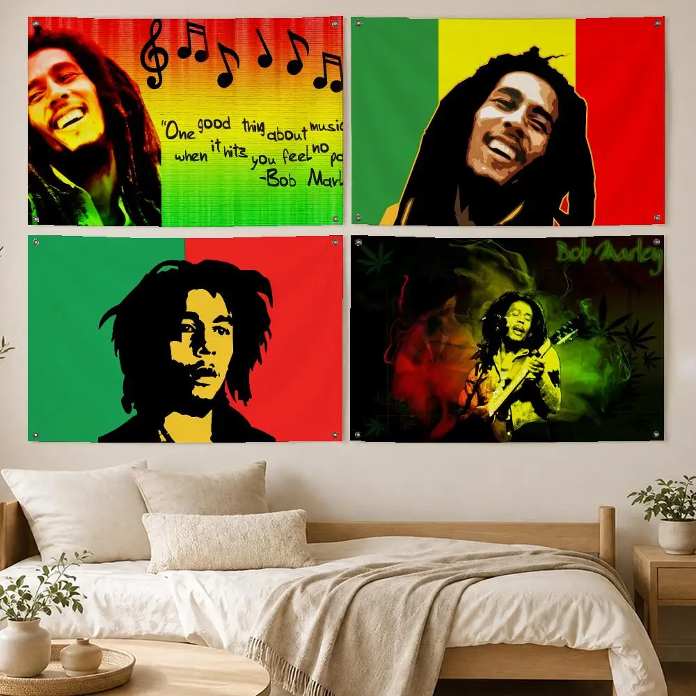 Reggae Singer Bob Marley Flags Room Bedroom Home Outdoor Wall Hanging Concert Printed Background Decoration Art Banne