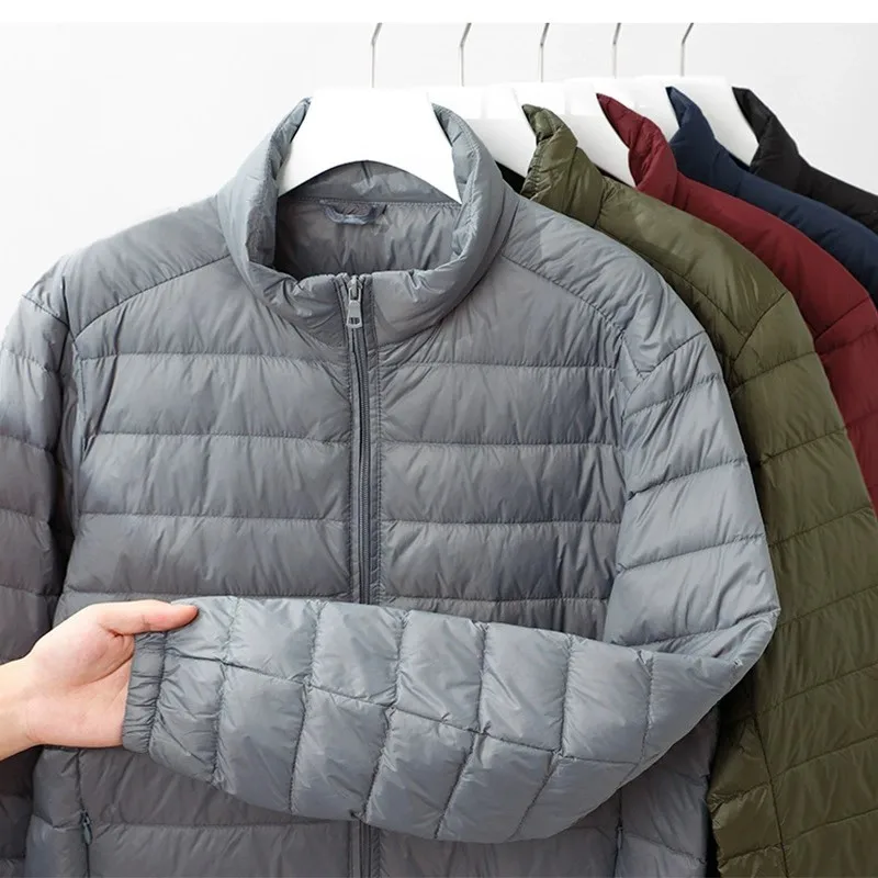 

High-quality middle-aged large-sized stand-up collar light down jacket, short men's coat, white duck down jacket, warm top
