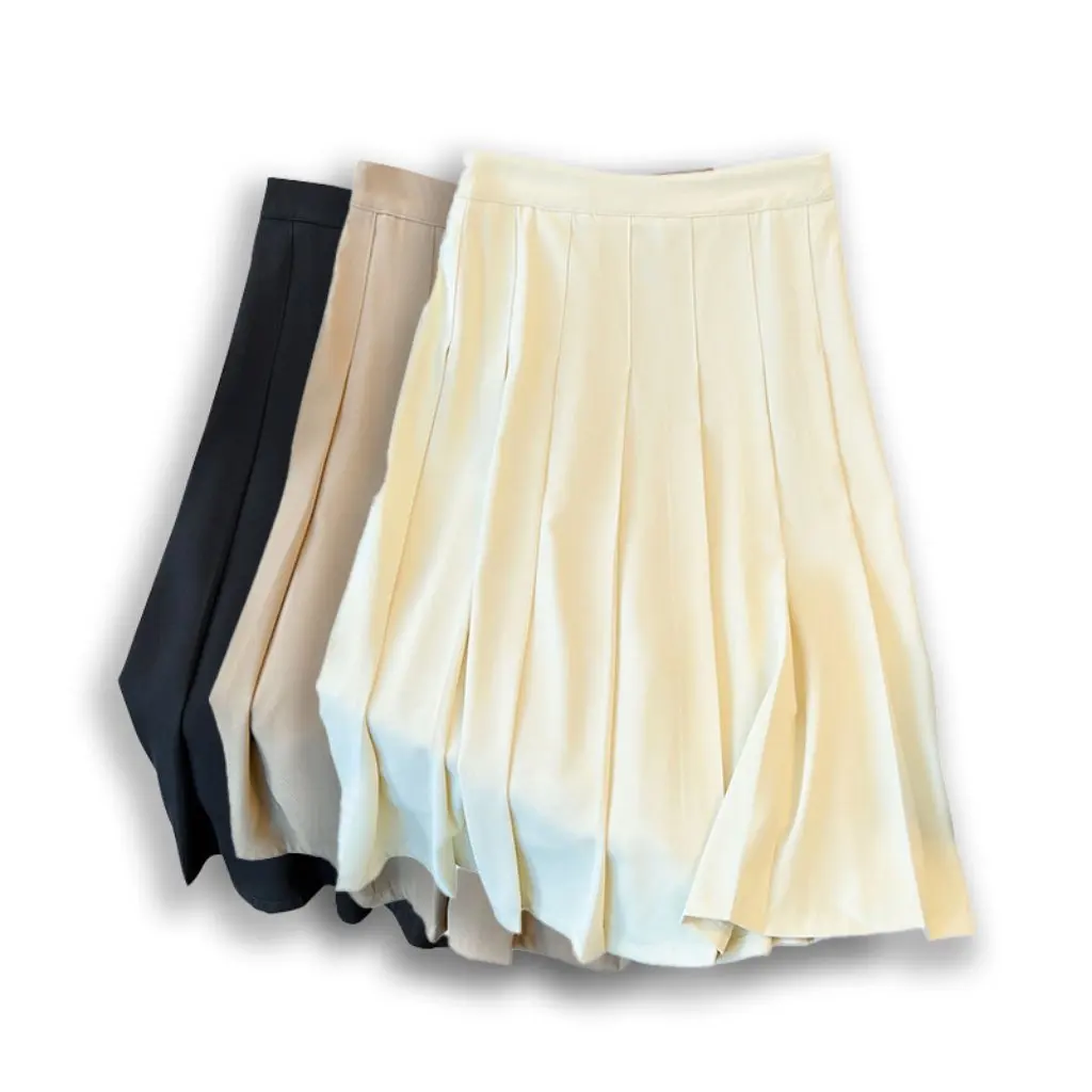 

Плиссированная юбка больших размеров для женщин, 65-160 кг, весна-осень, новый стиль, драпировка трапециевидной формы, легко сочетается, приятная для полных девушек