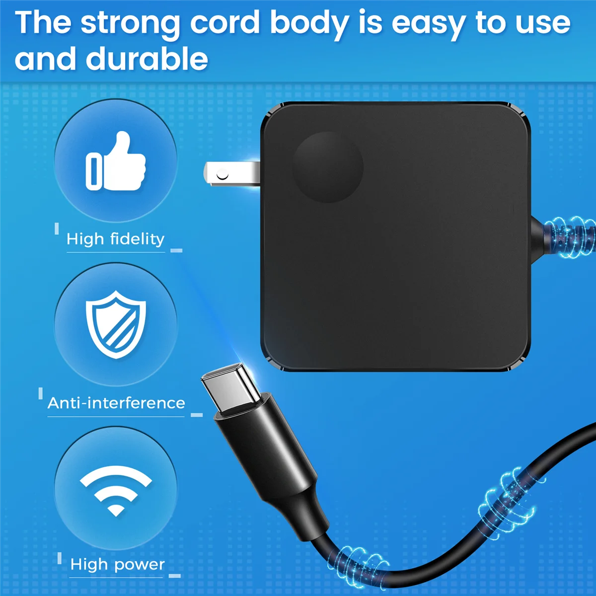 Suitable for Square Notebook Portable Power Adapter 65W Type-C Port Pd Fast Charge Computer Charger US Plug