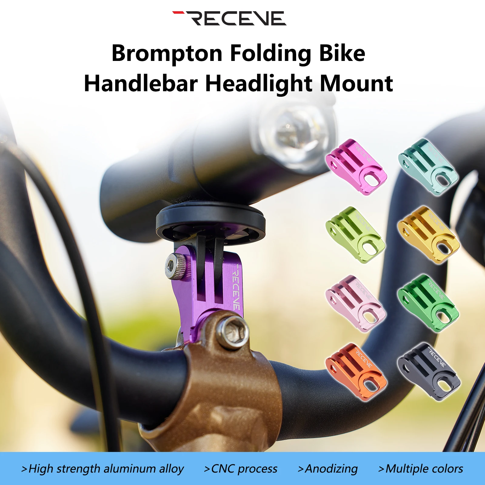 

RECEVE Folding Bike Light Holder Bracket Bicycle Lamp Mount Adapter Computer Holder Base Handlebar Headlight Mount For Brompton