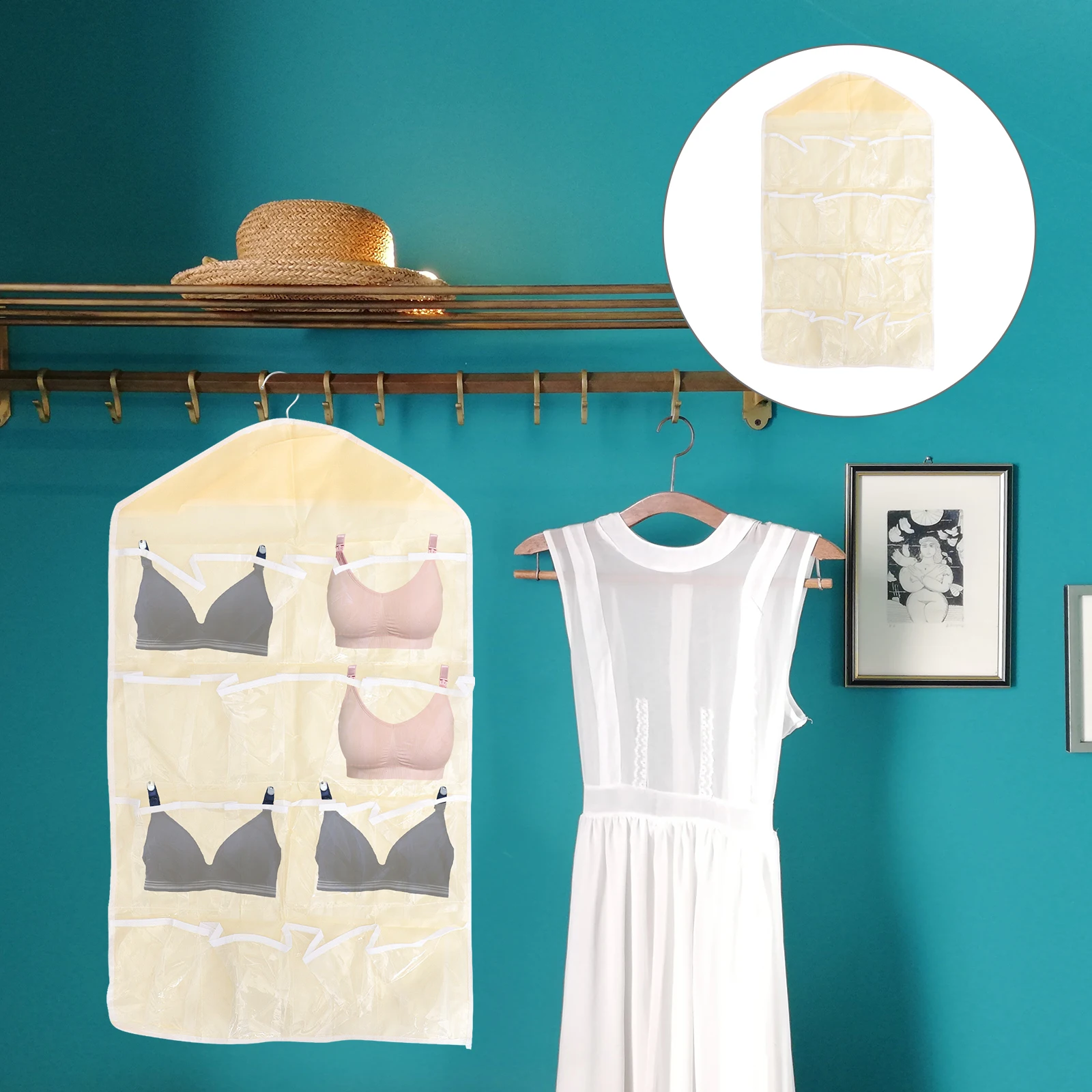

Hanging Storage Bag With Clear Window 10 Grid Underwear Socks Organizer For Home Bedroom Bathroom Kitchen Office Use