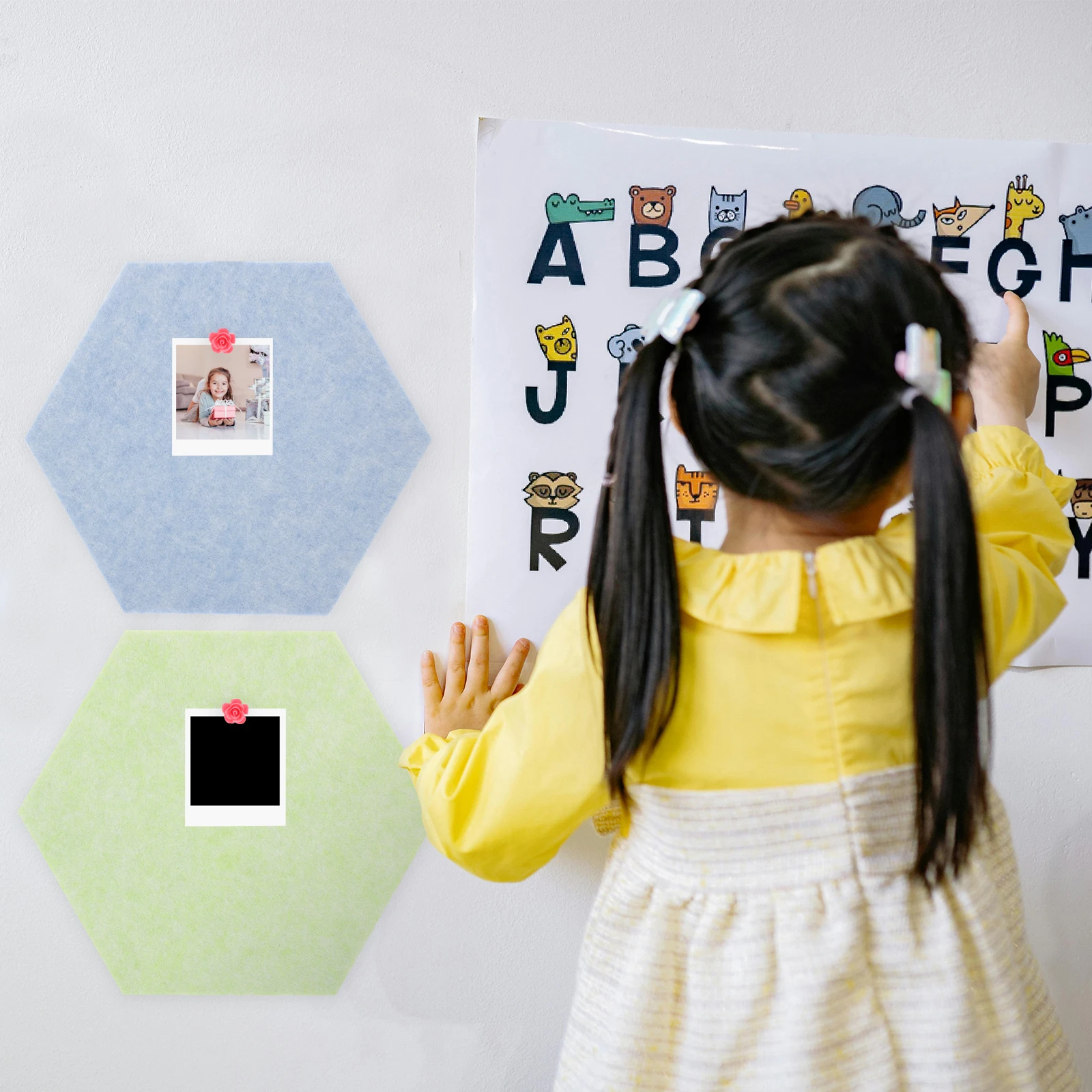 

6 Pcs Hexagon Wall Sticker Felt Decorative Board for Bulletin Rectangle Stickers Pictures Toddler Bulltin Display Boards