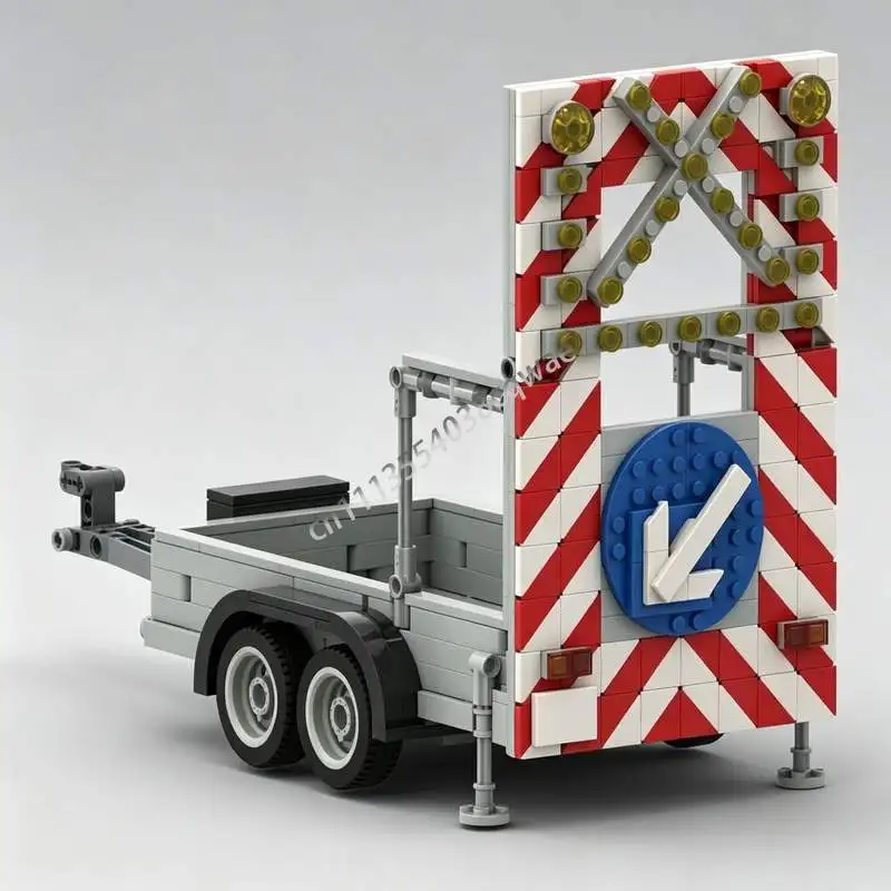 678PCS Traffic Safety Trailer Model MOC Building Blocks DIY Creative Assembly Vehicle Puzzle Educational Toy Construction Gift