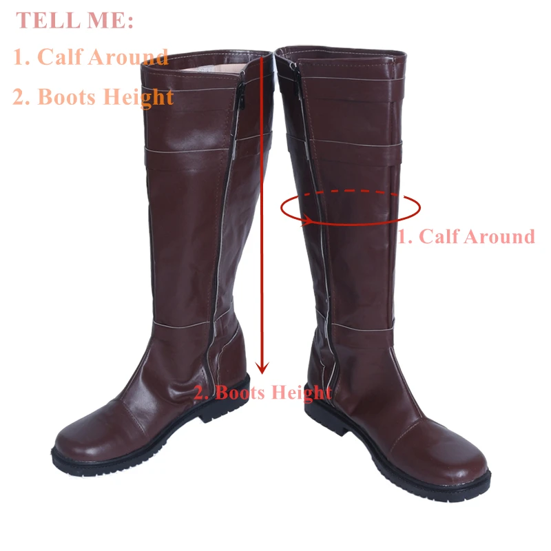 New Jedi Obi Wan Cosplay Shoes PU Leather Boots Knee High Brown Zipper-up Size 35-48 image 2
