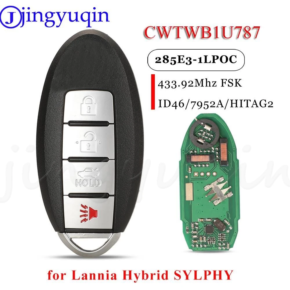 

JYQ Kuttery CWTWB1U787 Car Remote Control Key For Nisan Armada Sentra Lannia Hybrid SYLPHY ID46 434MHz TWB1U796 Promixity Card