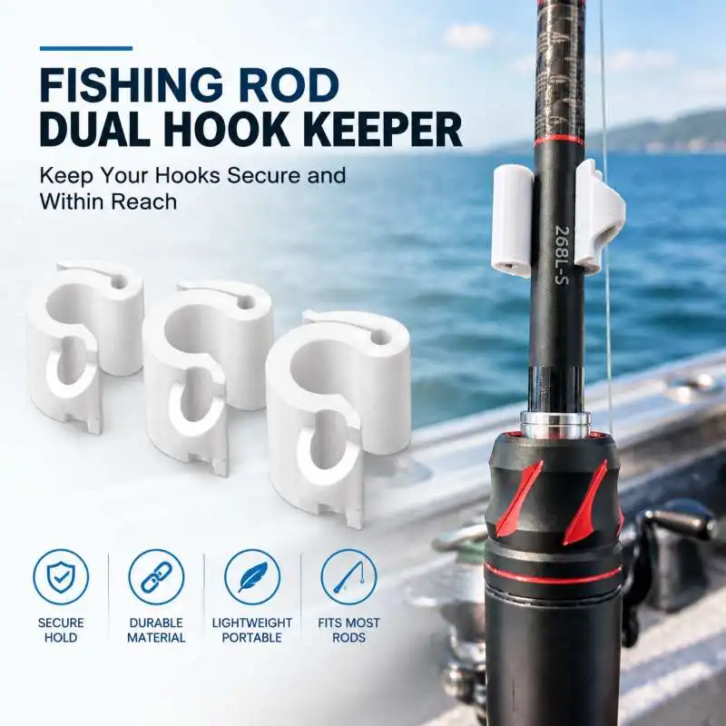 Dual Hook Fishing Rod Hook Keeper Fishing Pole Lure Holder Rod Mount Tackle Storage Accessory For Angling Use