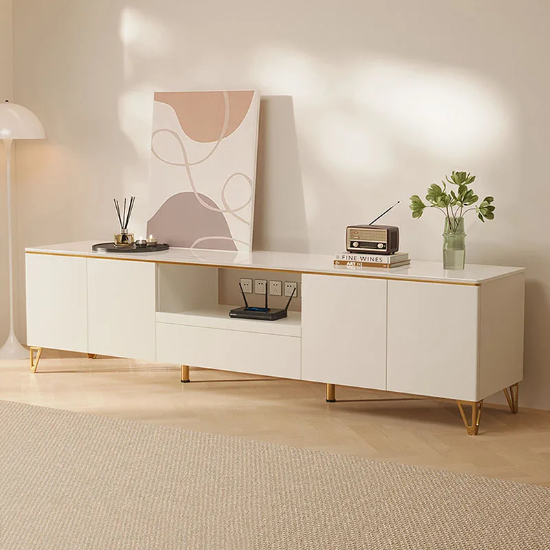 Cheap Cream Tv Stands Clear White Design Luxury Save Space Storage Universal Tv Table Organizer Archivadores Home Decoration