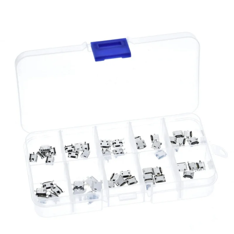 50 шт./100 шт. USBSocket USB Медь Micro-USB 5PSocket 10 видов комбинацииUSB