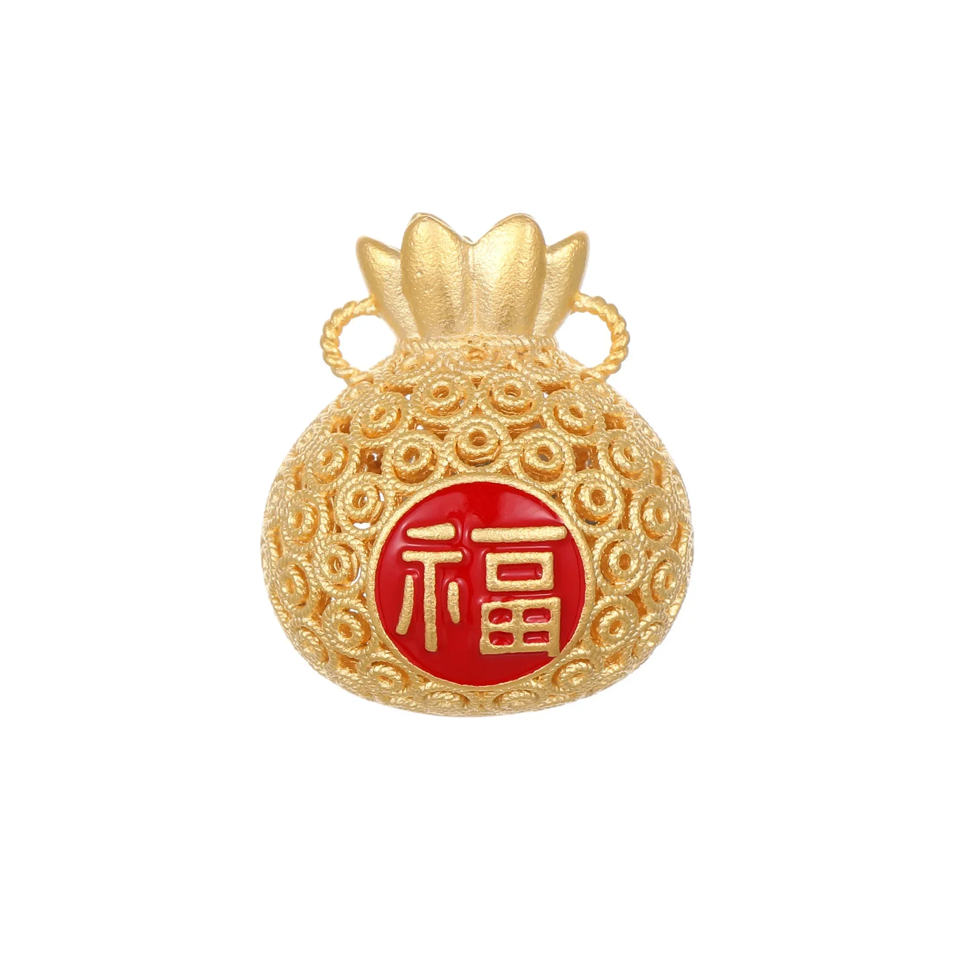 High-end niche Chinese-style retro Chinese gold "Fu" character brooch, new Chinese-style accessory