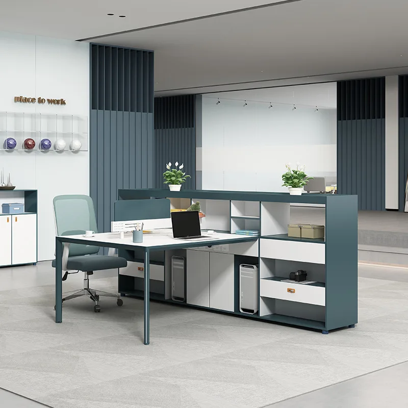 Combinaison bureau et chaise pour personnel de bureau financier, pour 4 personnes, 6 bureaux doubles, table pour personnel de sous-bureau