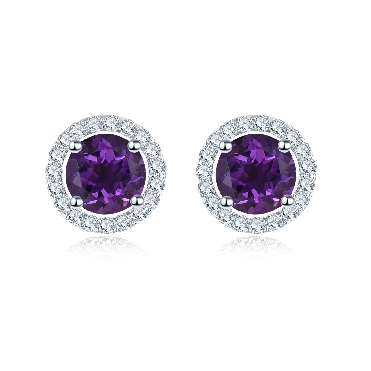 

Round cut 5.0mm Amethyst 925 Sterling Silver Stud Earrings Natural Gemstone Fine Elegant Women Jewelry for Gift