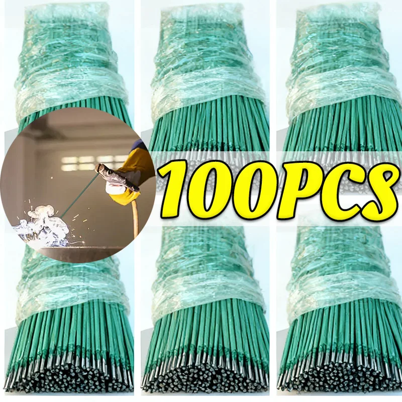 

10-100PCS Green Welding Rods Stick Electrode Mild Steel Carbon Steel Cored All Position General Purpose Rod Repair Pipes Solder