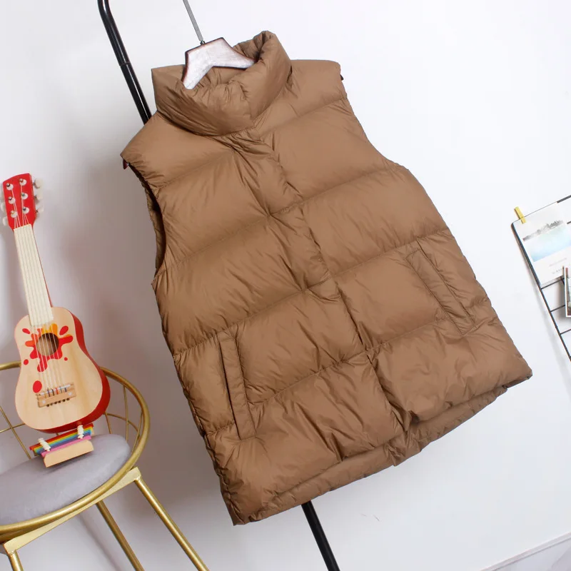 Autumn Winter Women Down Waistcoat Warm Thick White Duck Down Vest Coat Female Slim Puffer Jacket Parkas Sleeveless Short Tank