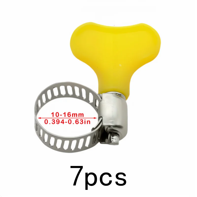 7 pcs 10-16mm Handle Pipe Clamps, Home Water Pipe Fixing, Stainless Steel Material, Adjustable Handle Lever