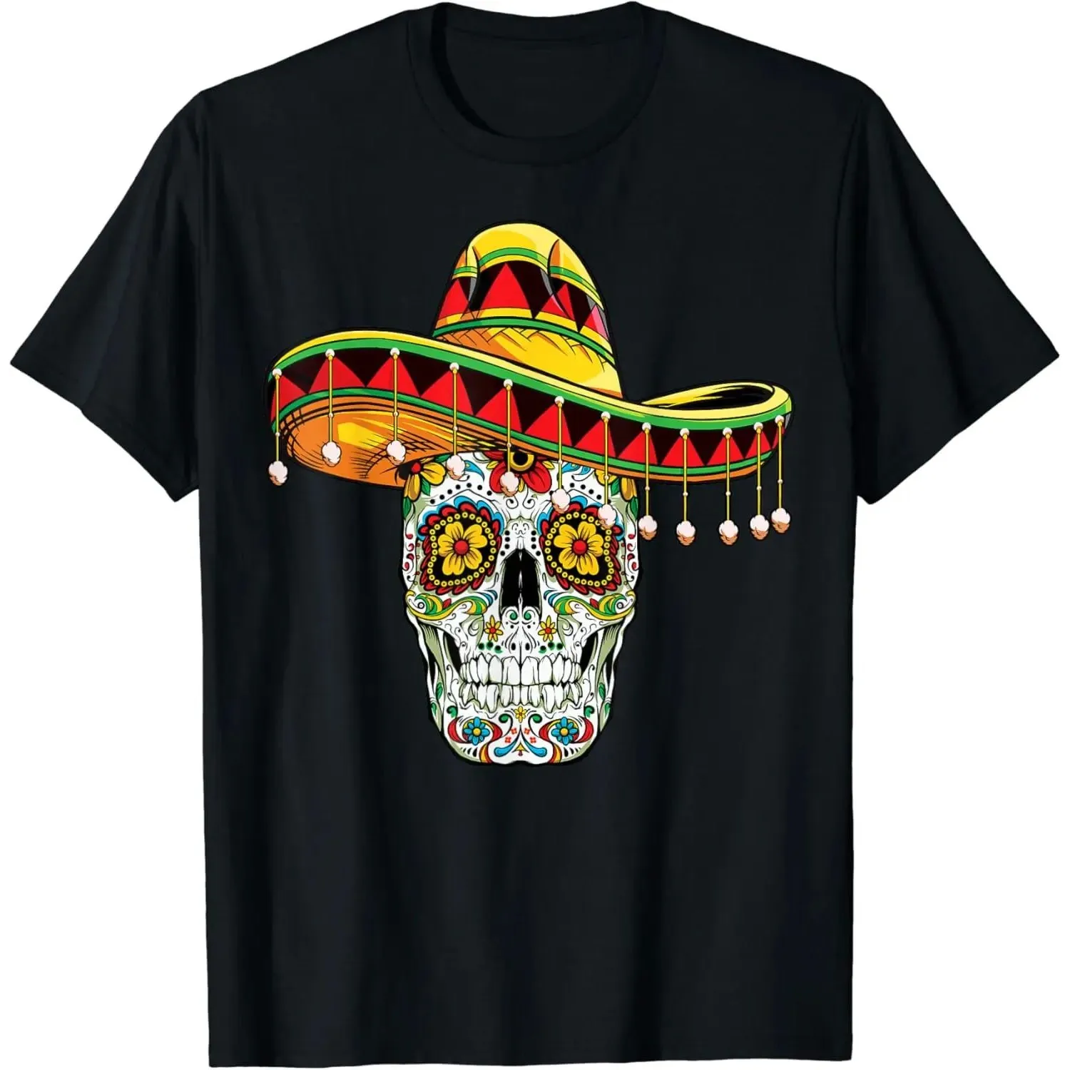 

Day of the Dead Sugar Skull T-irt Cotton Men Women ex ort Sve Print aphic Tee for Par Warmth Stand Fit