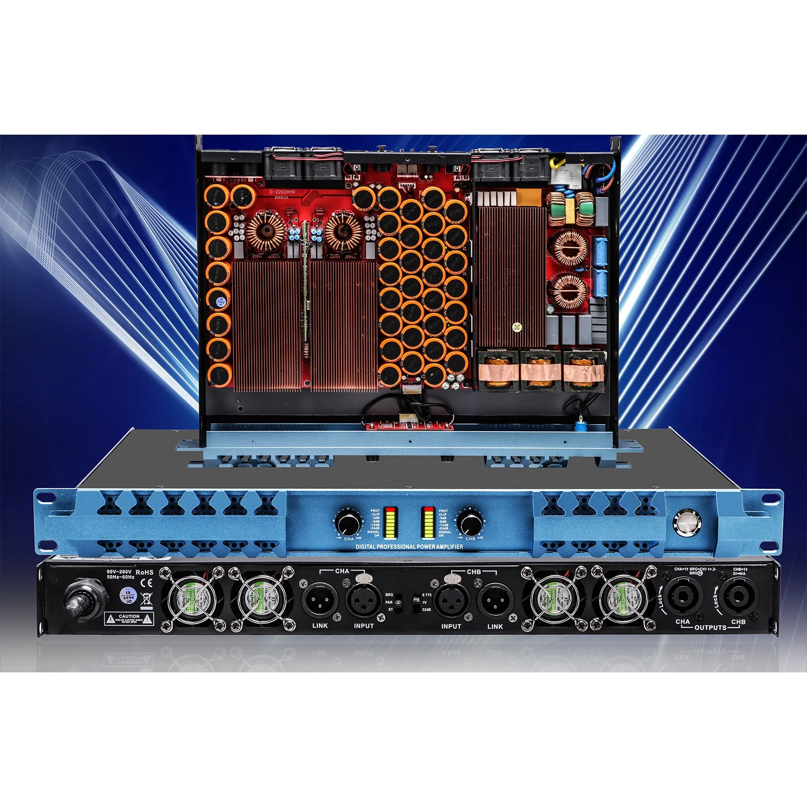 DP4 Series High Quality 4-Channel 1U Digital Class-D Power Amplifier 800W/1000W/1200W/1600W/1800W for Multiple Occasions