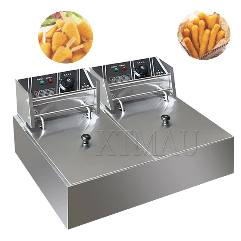 220V Deep Frying Pan 2500W Electric Fryer Single Cylinder Large Capacity Frying Machine Deep-Fried Dough Sticks Fryer Pan