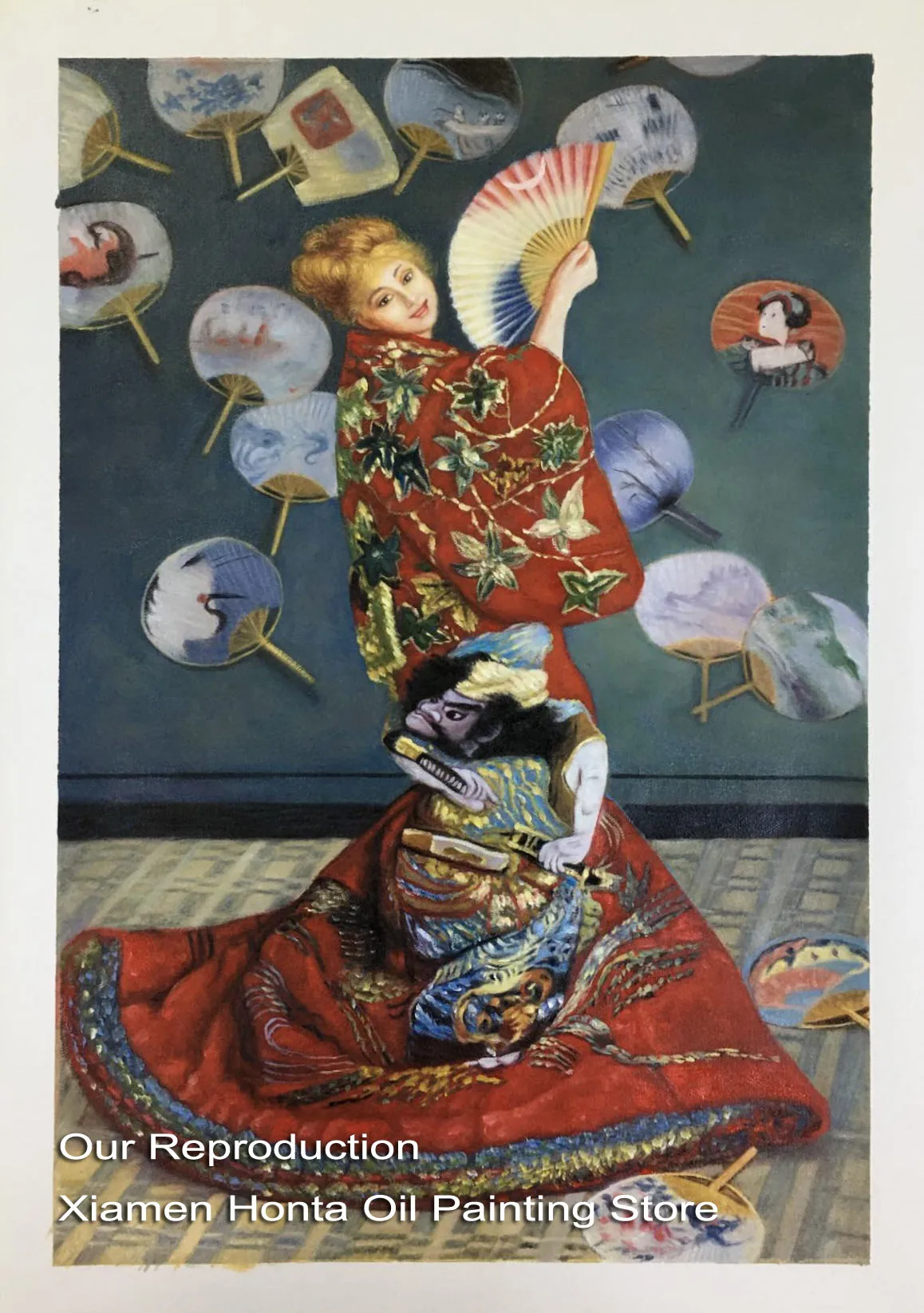 Oil Painting Reproduction on linen canvas,Madame  in a Japanese Costume 1875 by claude monet ,100% handmade,Free DHL,museum