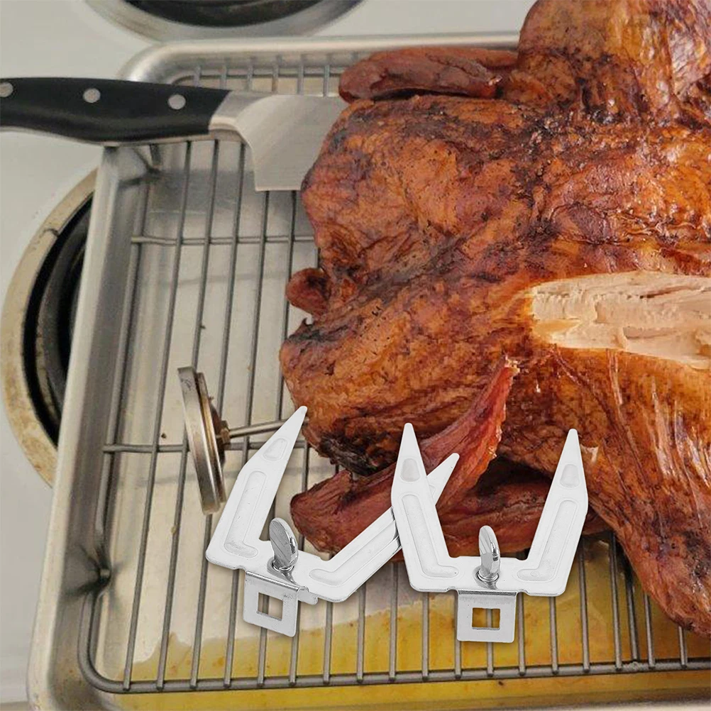 

4pcs Stainless Steel Rotisserie Forks For Air Fryer Roast Chicken Grilling Tool Meat Skewer Bbq Kitchen Outdoor Cooking