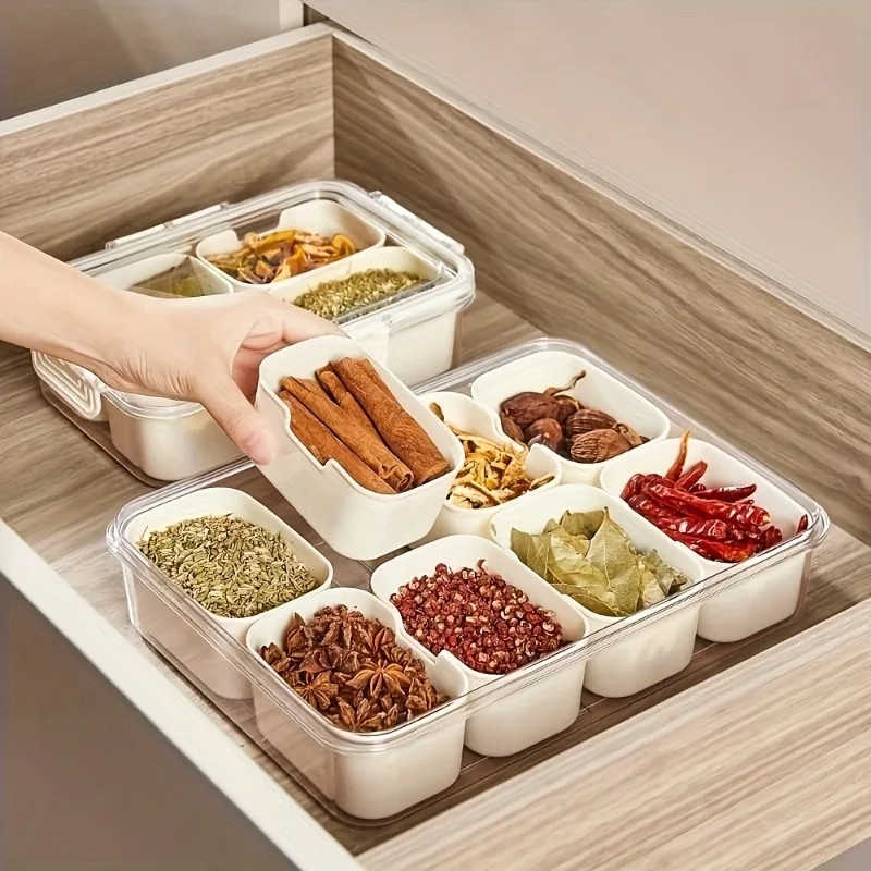 4/8 Compartment Multipurpose Party Platter Food Storage Container Clip-on Closure Picnic Fruit Nuts Portable Snack Storage Box