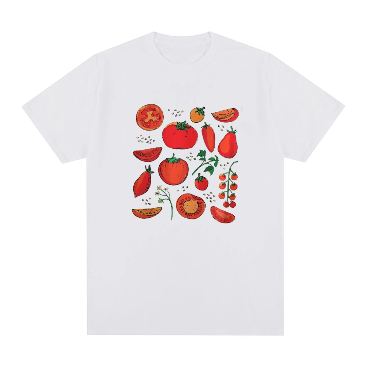 Tomato Painting T-Shirt Women Summer Casual Oversized Vacation Beach T Shirt Cute Aesthetic Holiday Tops