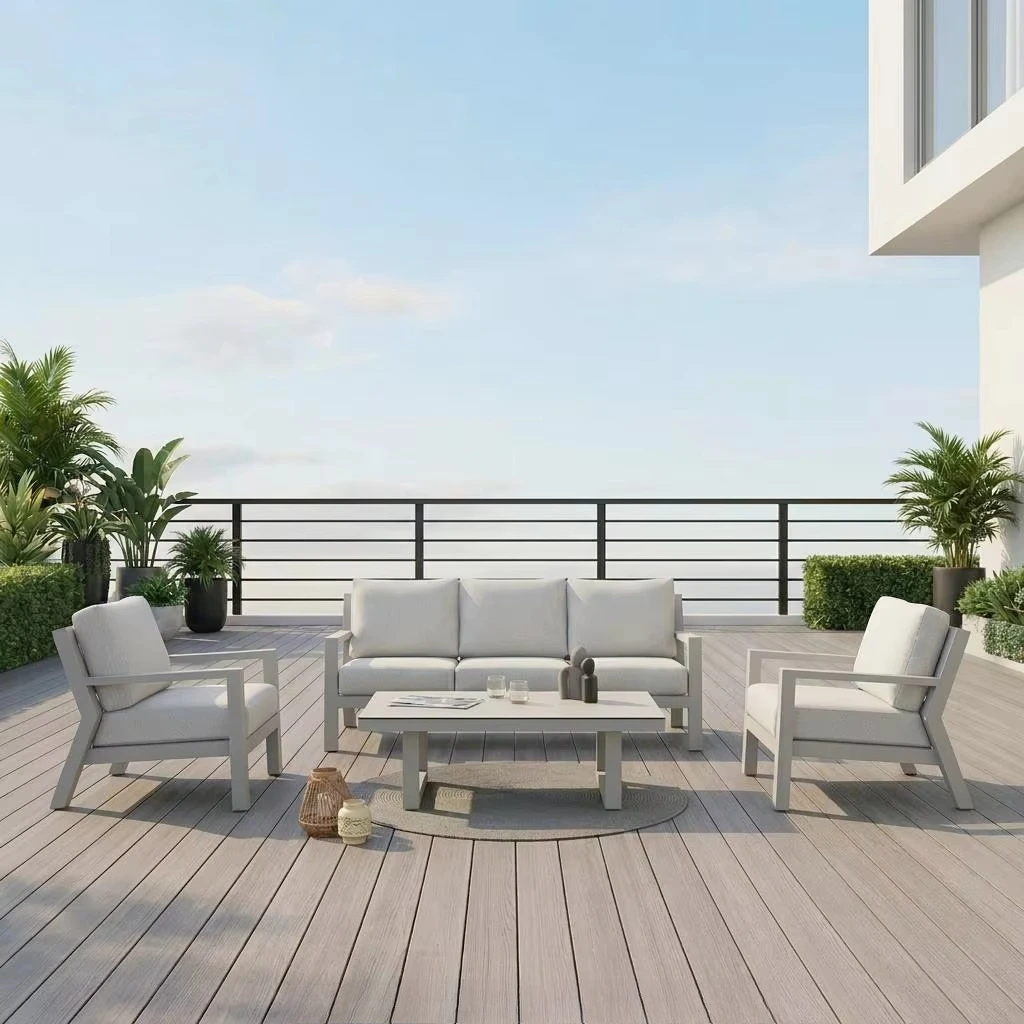 du- Taliya Luxury Rattan Back Chair 3-seater Sofa 4pcs Set Garden Outdoor Modern Style