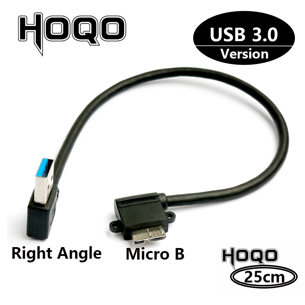 Hoqo-Cable USB 3,0 tipo A Micro B macho, 90 grados, izquierda, derecha, ángulo, para WD, Samsung, HDD, disco duro externo