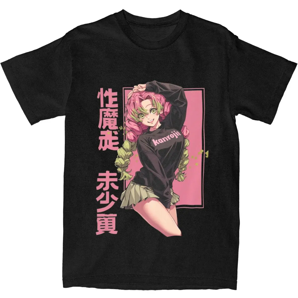 The Love Pillar Mitsuri Kanroji Accessories T Shirt Cotton Tee Print Cute Anime Girl Hashira of Love T-shirt Clothing