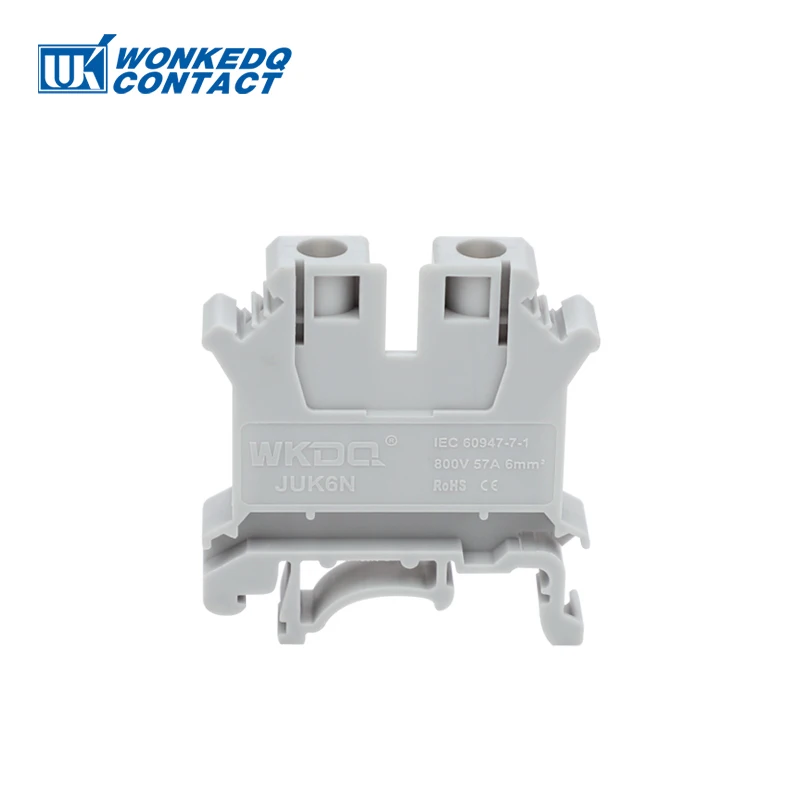 UK6N Screw Din Rail Terminal Block UK 6mm2 Cable Electric Wire Connectors Feed-through Terminals UK6