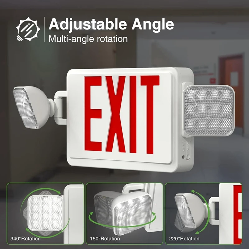 LED Exit Sign With Emergency Lights,Adjustable LED Emergency Exit Lights With Battery Backup,Exit Sign For Business