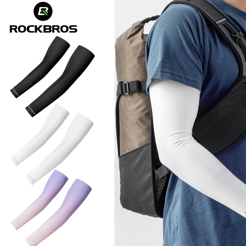 

ROCKBROS Sunscreen Sleeves Ice Fabric Running Cycling UV Blocking Sleeve Sports Protection for Men Women Fashion No Trace Sleeve