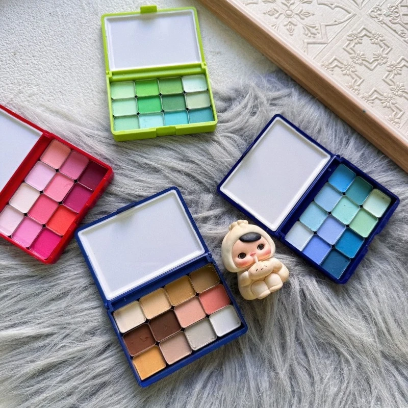 12-color American Pan Toner Packaging Box Magnetic Grid Ultra Light Clay Figure BJD Baby Makeup Coloring Powder Coloring Tool