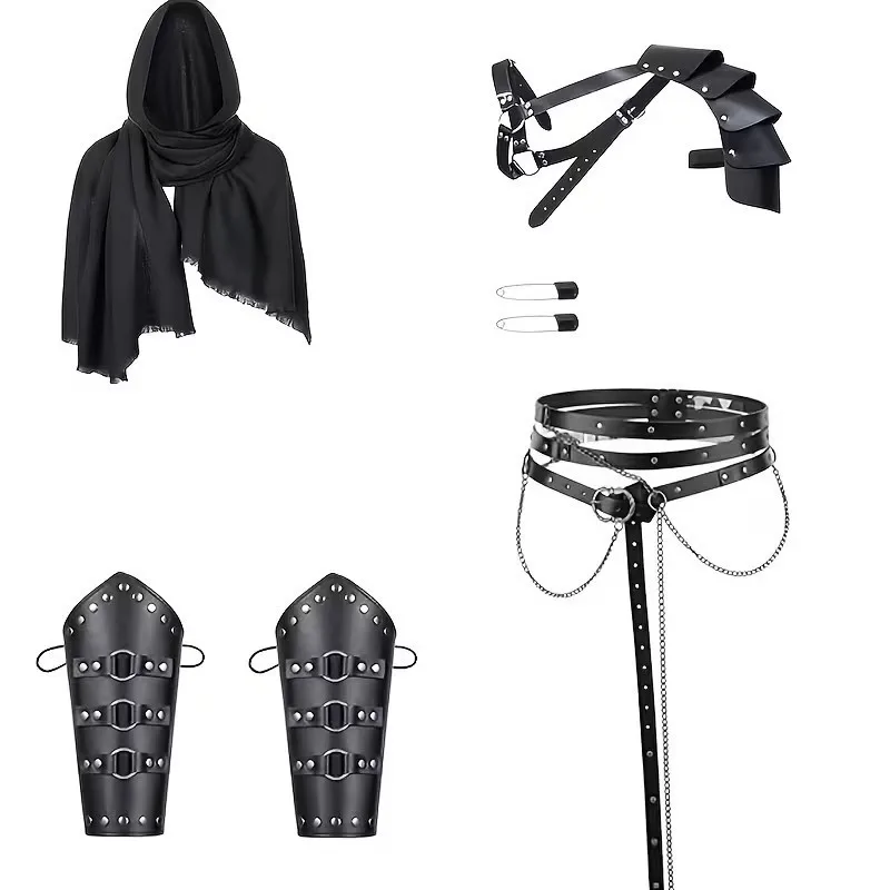 Halloween Mittelalterliches Wikinger-Kostüm-Set, Verkleidungs- und Aufführungszubehör – Detail 2