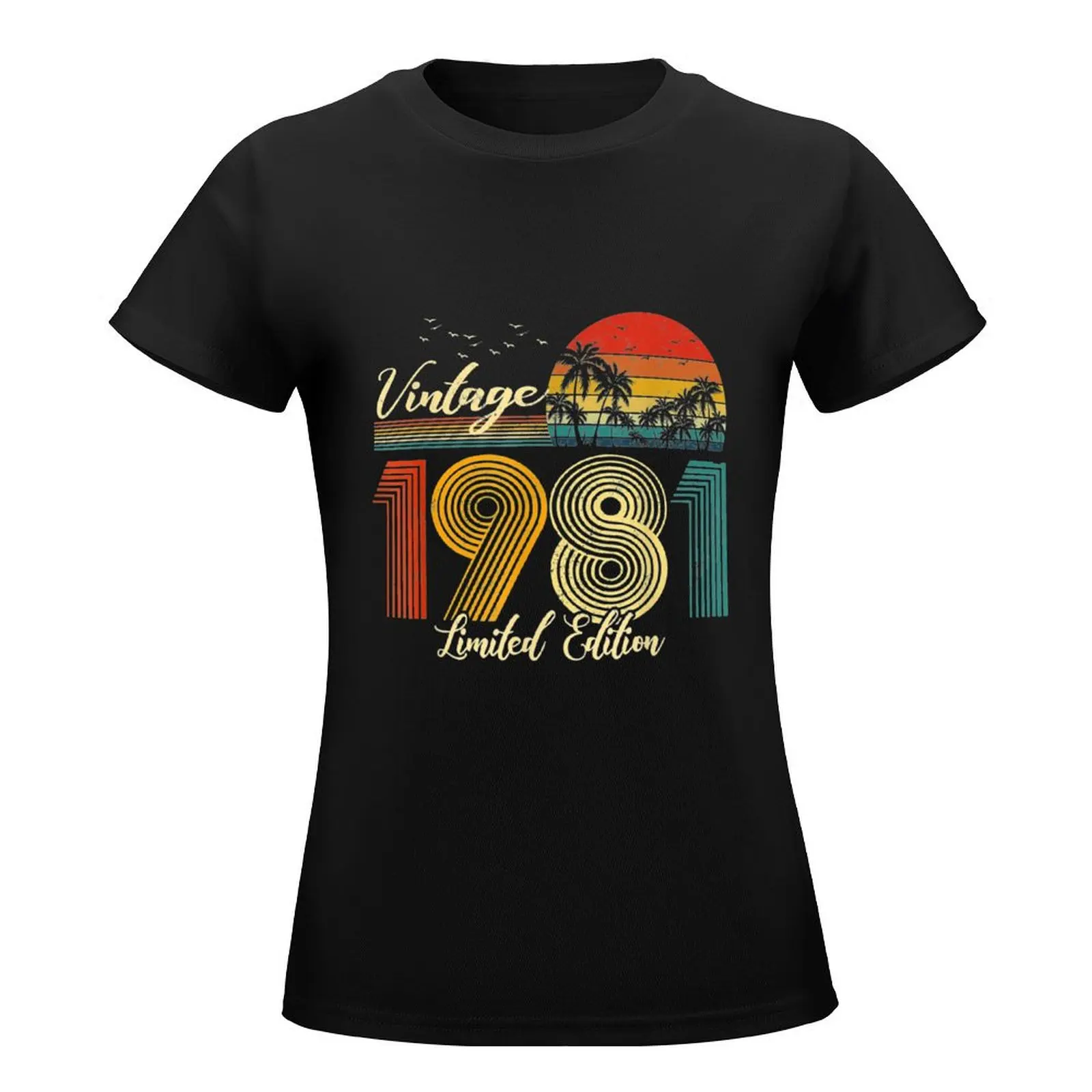 Vintage 1981 39th Birthday Awesome Since 1981 Vintage Retro T-Shirt animal print shirt for girls funny fashion woman blouse 2024