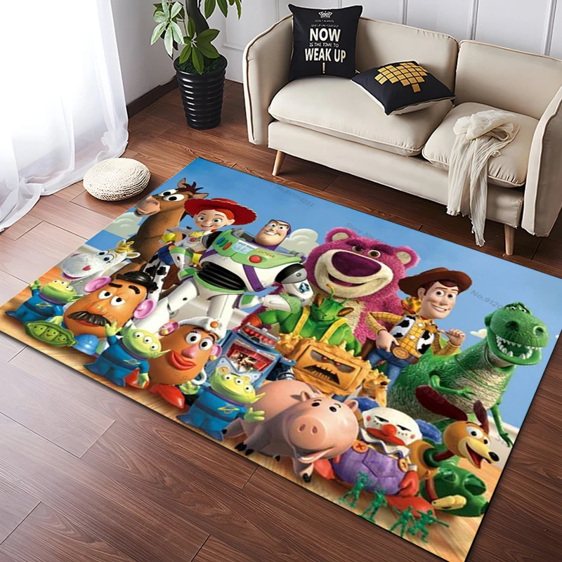 Alfombra de área de Toy Story de dibujos animados de Disney, alfombra 3D para sala de estar, dormitorio de niños, sofá, cocina, Felpudo de