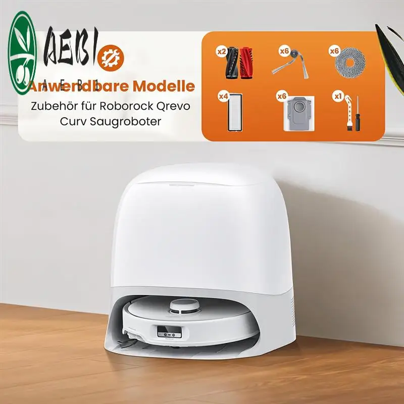 

AEB1-Набор аксессуаров для робота-пылесоса Roborock Qrevo Curv с 2 парами основной щетки, салфетки, фильтрами, мешками для пыли