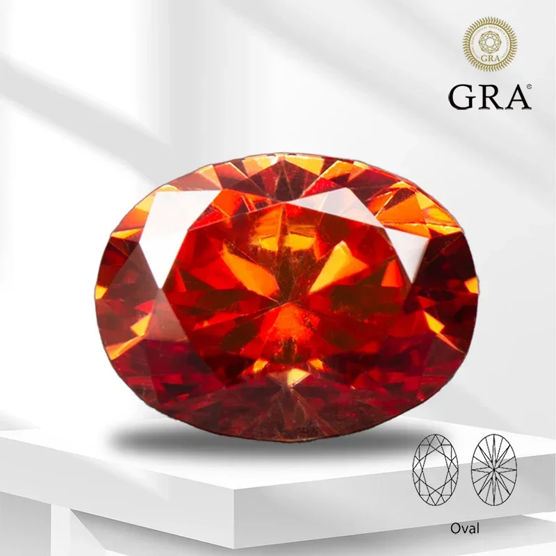 

Moissanite Colored Stone Oval Cut Garnet Color with GRA Report Lab Grown Gemstone Jewelry Making Materials Diamond