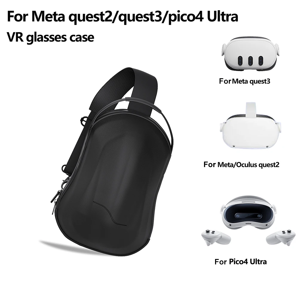حقيبة حمل محمولة حافظة صلبة بكتف واحد حقيبة تخزين للسفر لملحقات Meta Quest 3/2 Pico 4 Ultra VR