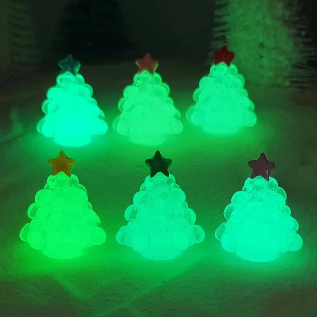 DIY Micro Landscape Figurine  Glow In Dark Ornament Miniature Resin Ornament Glow In Dark Mini Christmas Tree For Home