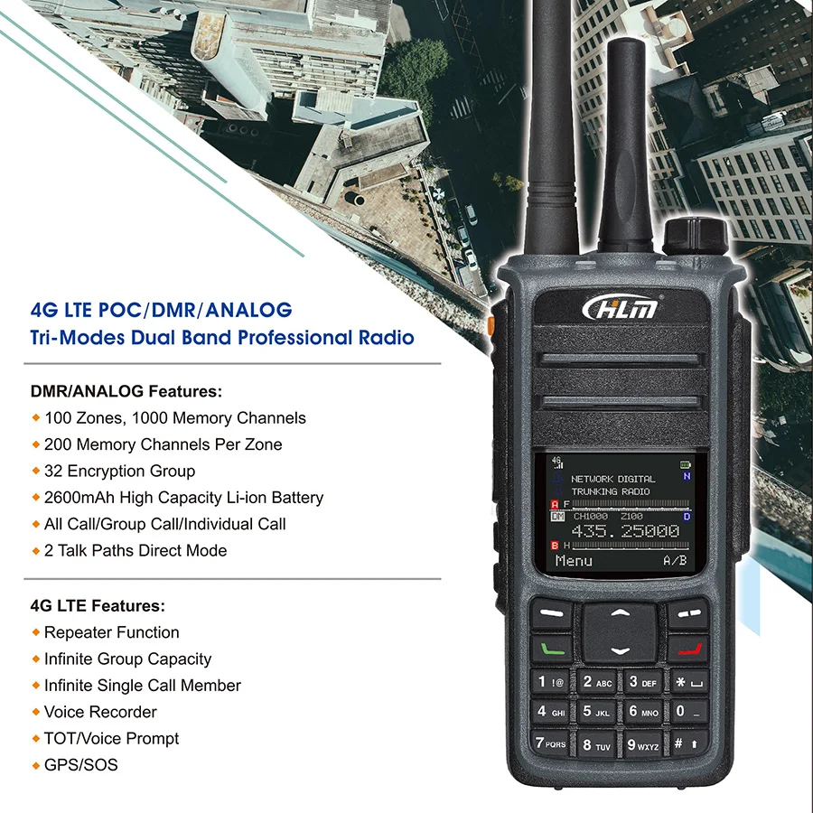 2026new HLM-D8 Tri-Modes Dual Band Professional Radio 4G LTE  POC/DMR/ANALOG Global 100km 5000 Mile Unlimited Long Range Walkie- - view 3