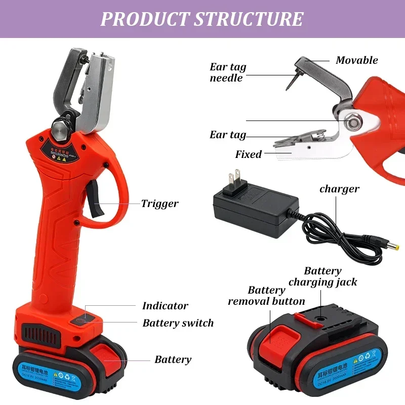 Automatic Rebound Animal Ear Tag Pliers Livestock Ear Tagger Electric Ear Tag Applicator for Cattle Sheep