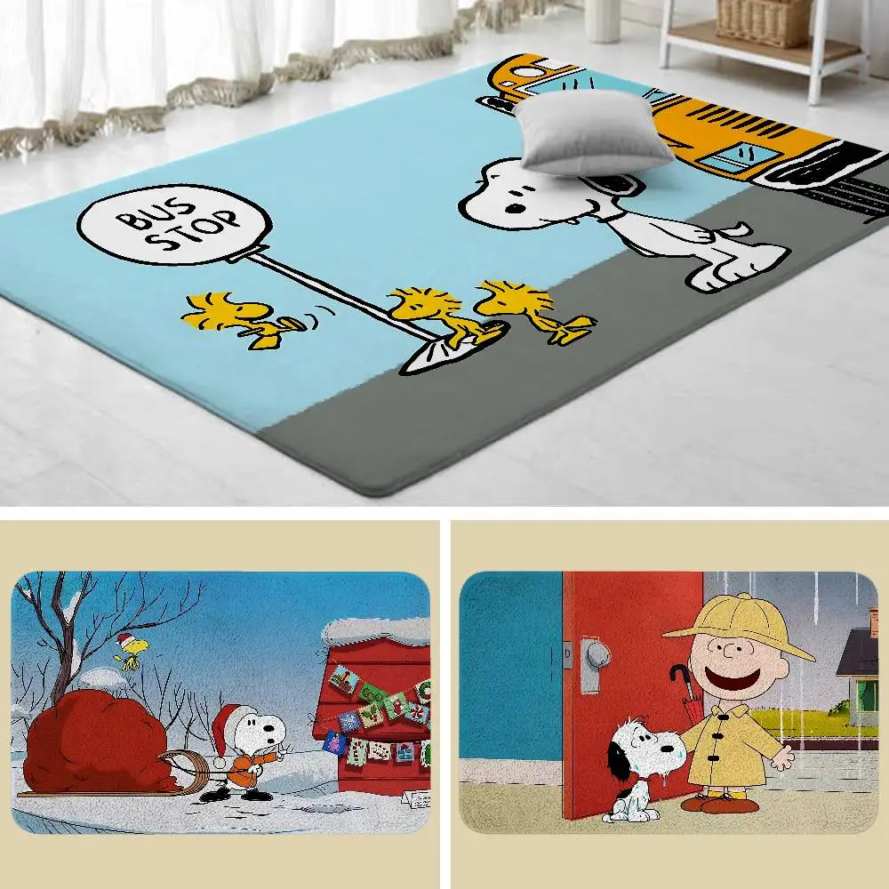 Classic Cartoon-N-snoopyS Cute Floor Mats Home Laundry Rug Carpet For Living Room Decor Lounge Area Anti-slip Foot Mat Entrance