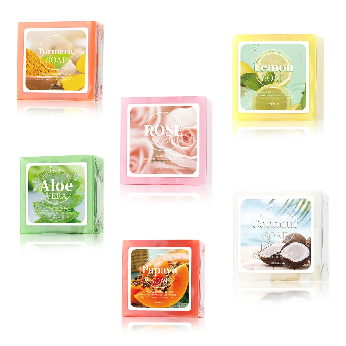 100 جرام B+ مستخلص البابايا صابون مغذي مصنوع يدويًا للتنظيف العميق وتبييض مع صابون حليب الماعز وجوز الهند