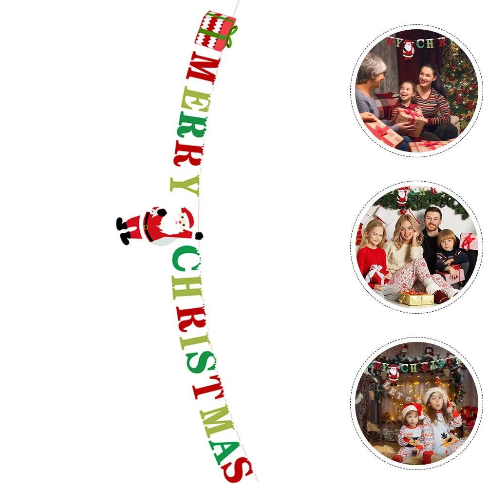 

1Set Paper Merry Christmas Banner Hanging Decoration for Home Office Party Outdoor Christmas Garland Door Cover Banner