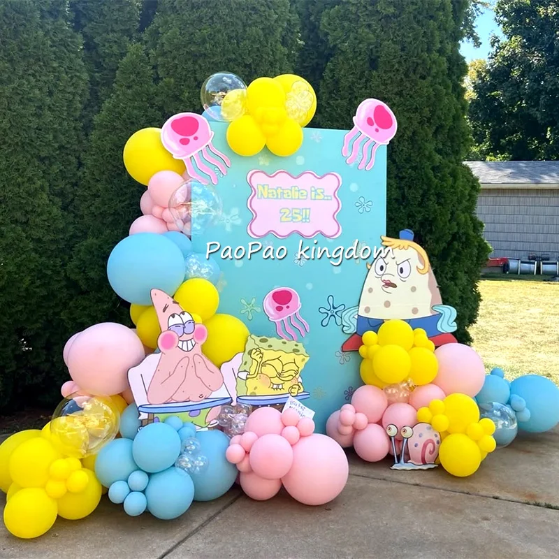 Ensemble de ballons d'anniversaire Bob l'éponge, ballons de dessin animé mignons pour la décoration de fête d'enfants, accessoires pour photomaton