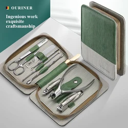 High quality Manicure Set 9 in 1 Professional Practical Kit With leather case Stainless Steel Nail Clippers Personal Care Tool