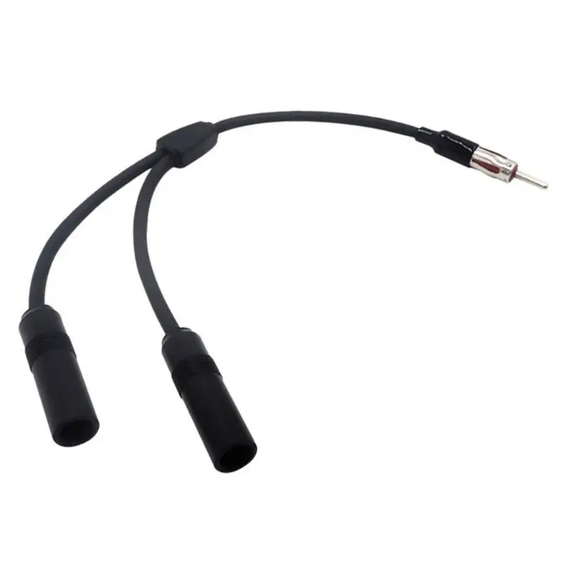 Car Antenna Cable Adapter Aluminum Plug In 1 For 2 Radio Antenna Extension Cable 50cm AM FM Radio Cable . Dropship